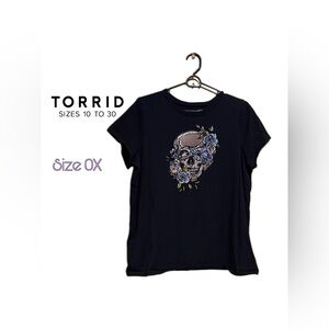 💀🌹 Torrid “Heritage” Bling Skull Tee – Size 0X 🌹💀